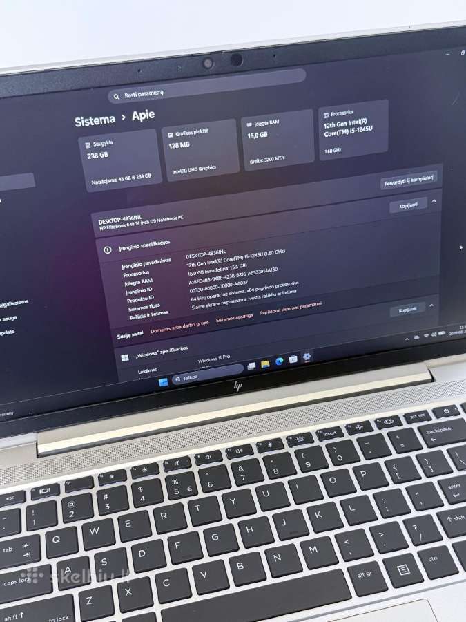 Hp Elitebook 640 G9 2023 i5-12th 16 RAM 256nvme - nuotraukos Nr. 5