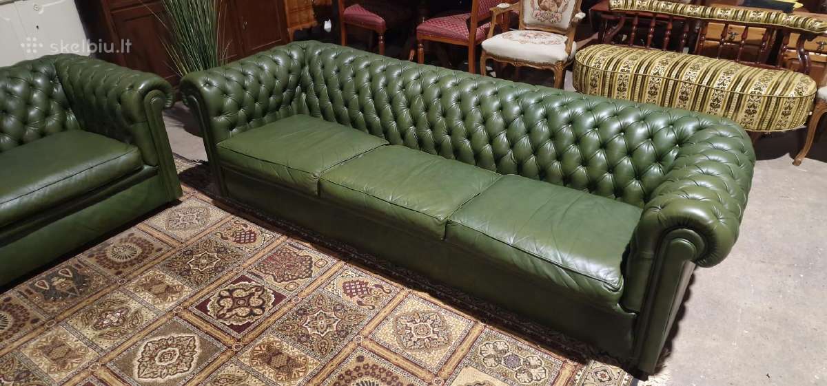 Didelis Chesterfield odinus baldų komplektas - nuotraukos Nr. 2