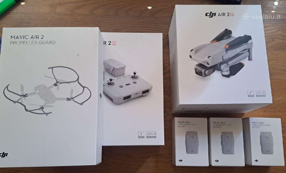 Dji Air 2s: Combo + 3 naujos baterijos + apsaugos