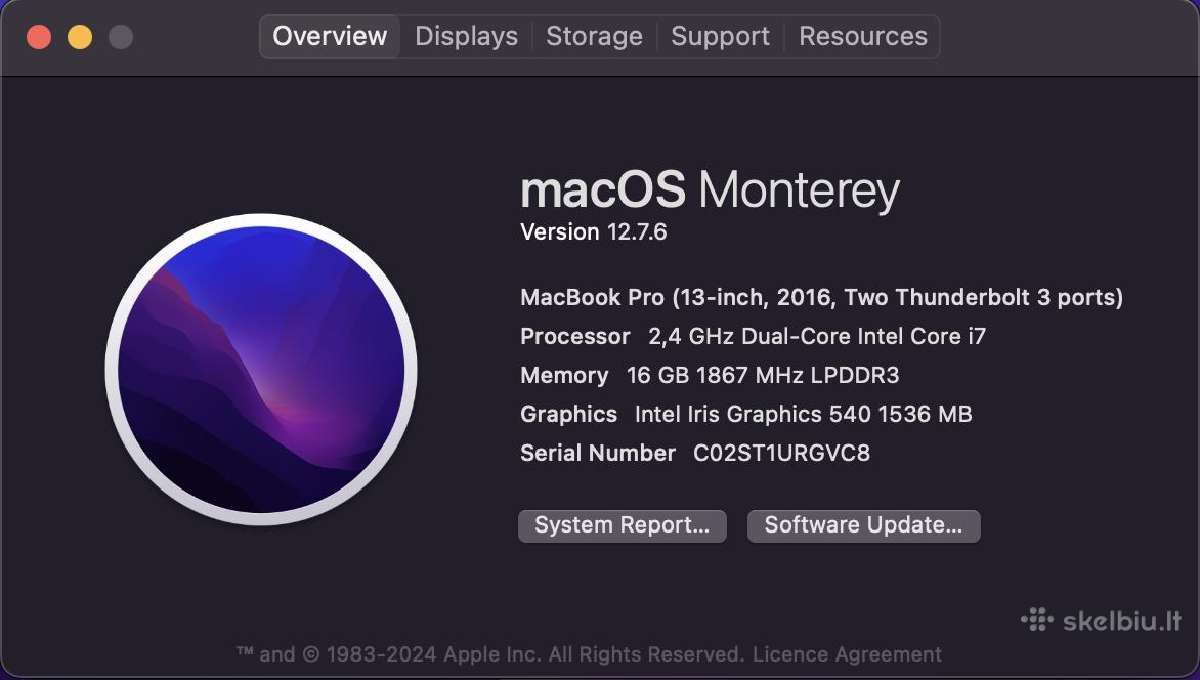 MacBook Pro 13", i7,16gb, 256gb - A1708 - nuotraukos Nr. 6
