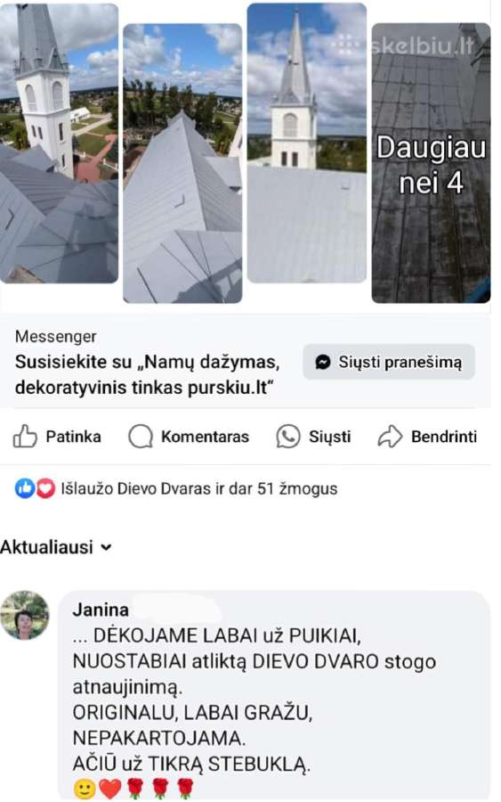 Stogų ir fasadų dažymas Kaunas Dekoratyvinis tin - nuotraukos Nr. 2