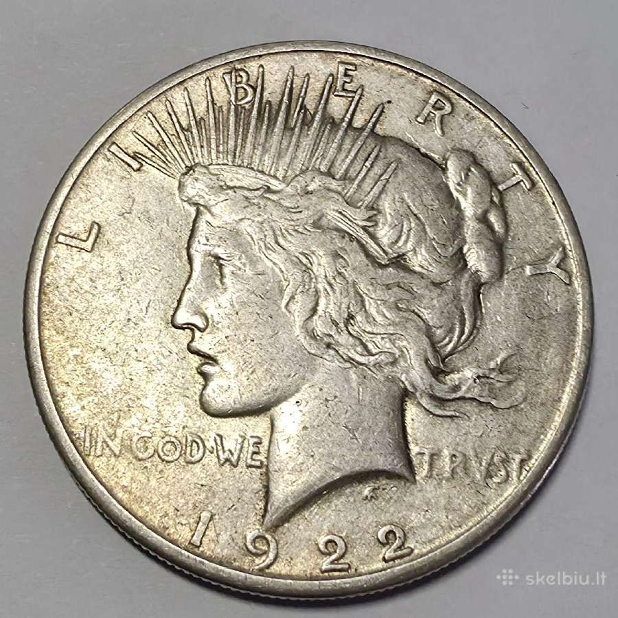 1 doleris 1922 S "Peace Dollar" (JAV)