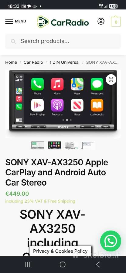 Parduodu carplay sony