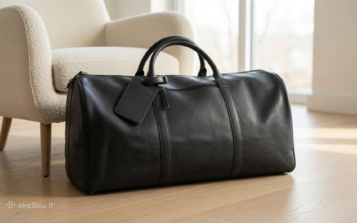 Rankų darbo odinė duffle tašė Kelioninė rankinė - nuotraukos Nr. 3