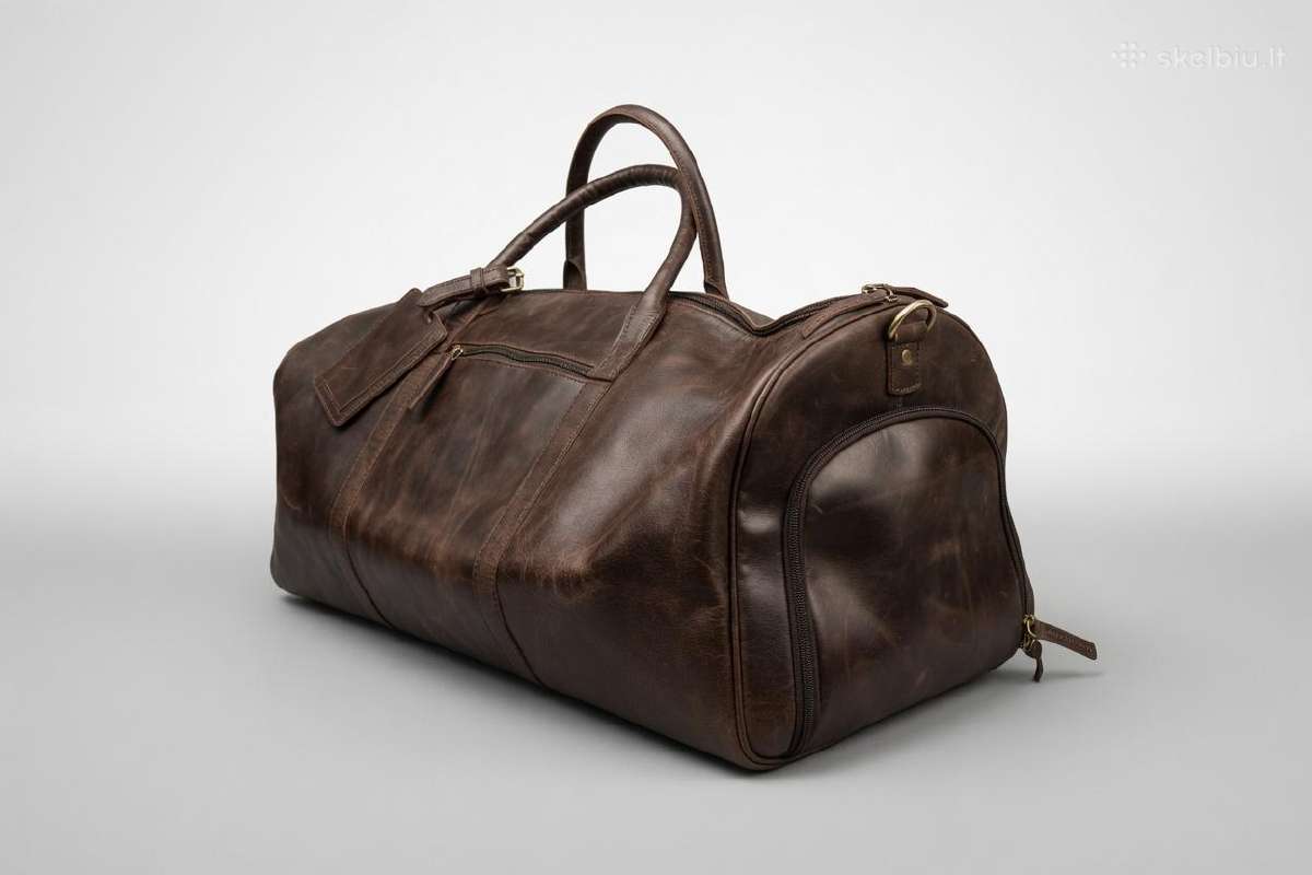 Rankų darbo odinės duffle tašės, 623328 cm - nuotraukos Nr. 4