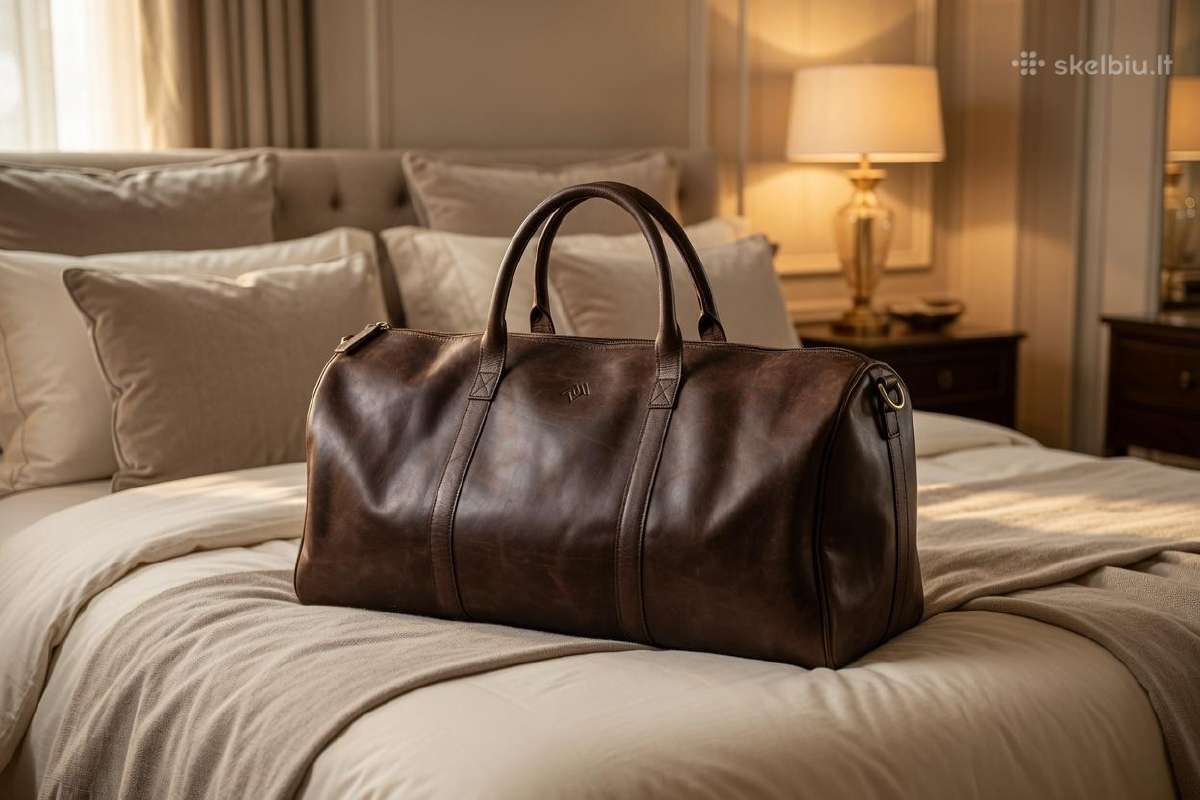 Rankų darbo odinės duffle tašės, 623328 cm - nuotraukos Nr. 2