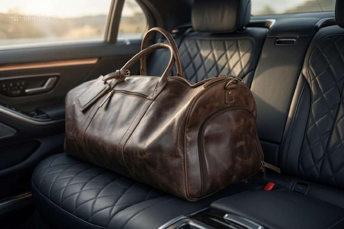 Rankų darbo odinės duffle tašės, 623328 cm - nuotraukos Nr. 3