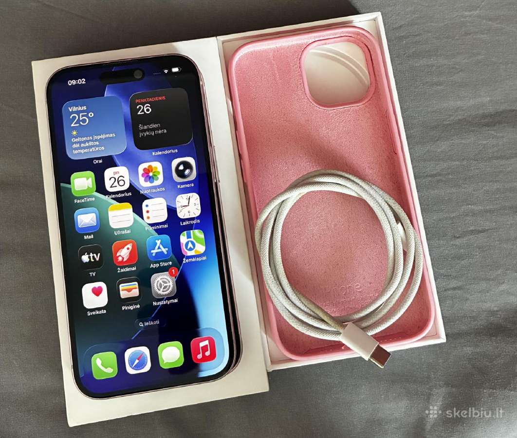 Parduodamas iPhone 15, pink, 128gb