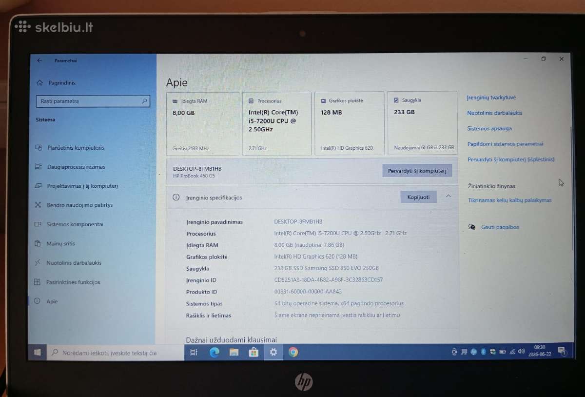 Parduodamas Hp nešiojamas kompiuteris