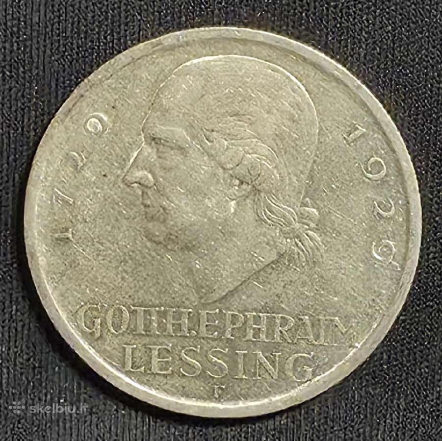 5 markės 1929 F Sidabras (G. E. Lessing) Reta