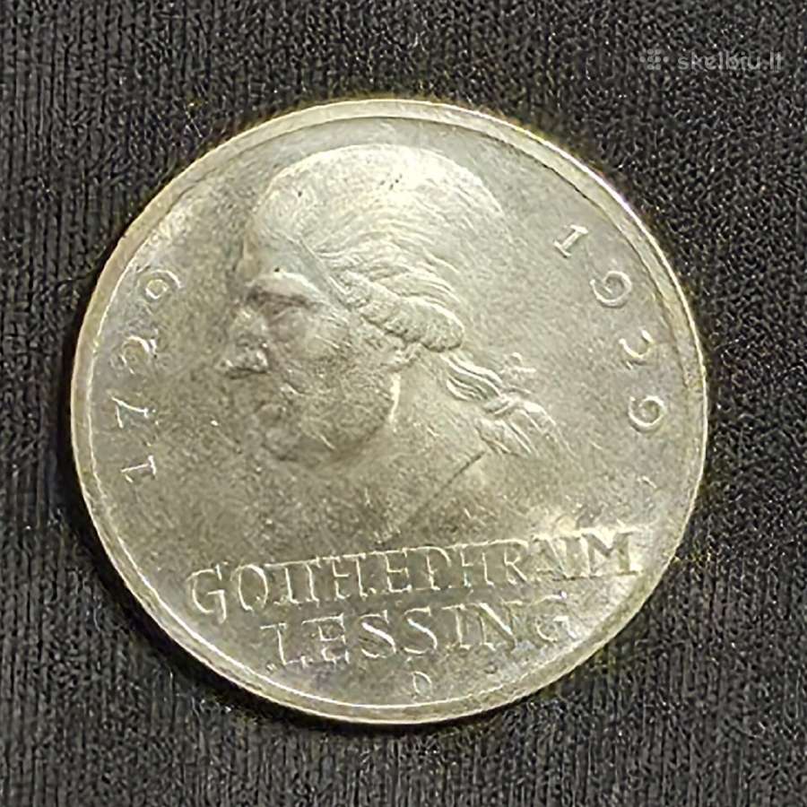 3 markės 1929 D Sidabras (G. E. Lessing)