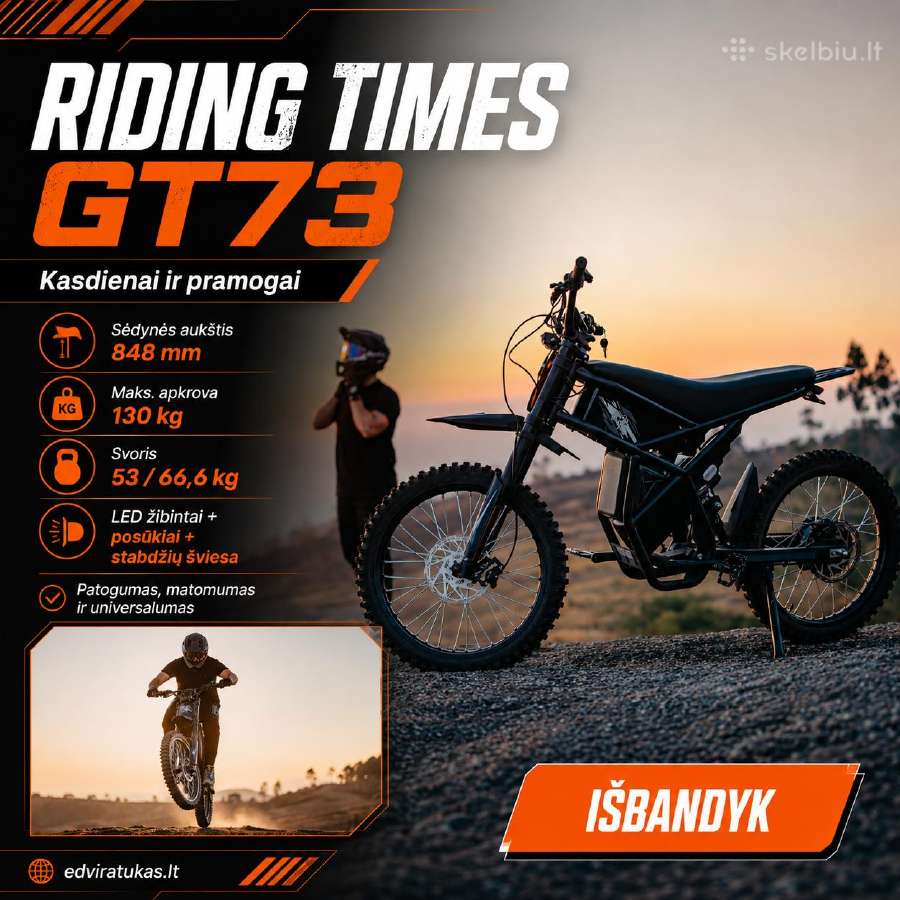 Riding Times Gt73 elektrinis moto tipo dviratis - nuotraukos Nr. 5