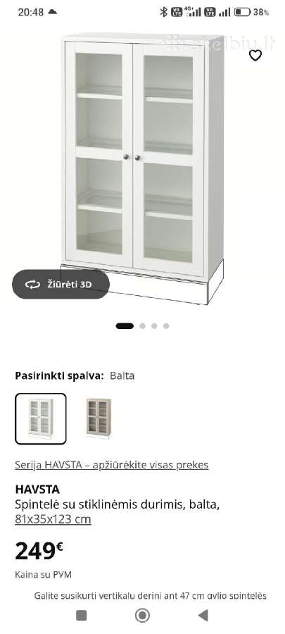 Nauja Havsta spintelė su stiklinėmis durimis, balt