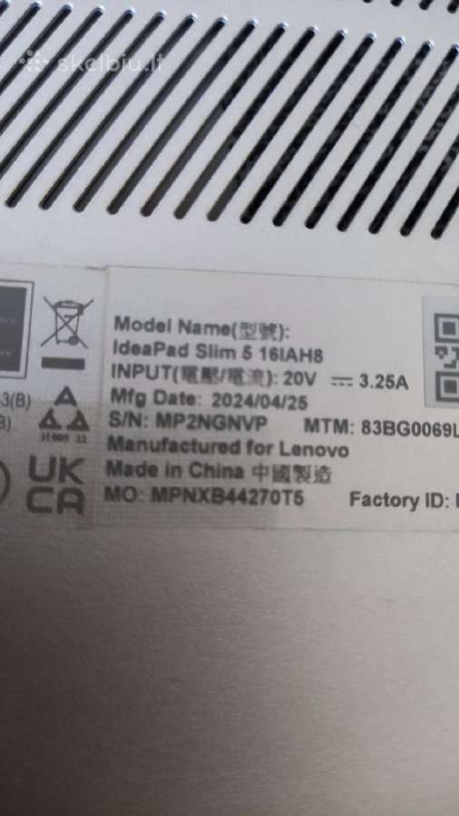 Lenovo Ideapad slim 5 16iah8 dalimis - nuotraukos Nr. 3