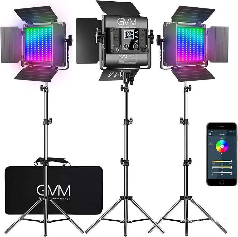 Gvm Rgb LED studijinis apšvietimas 3 vnt (Naujas)