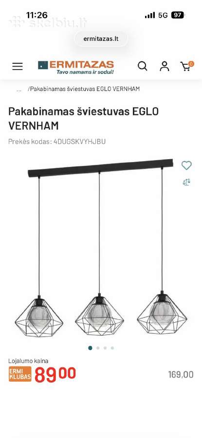 Lubinis pakabinamas šviestuvas