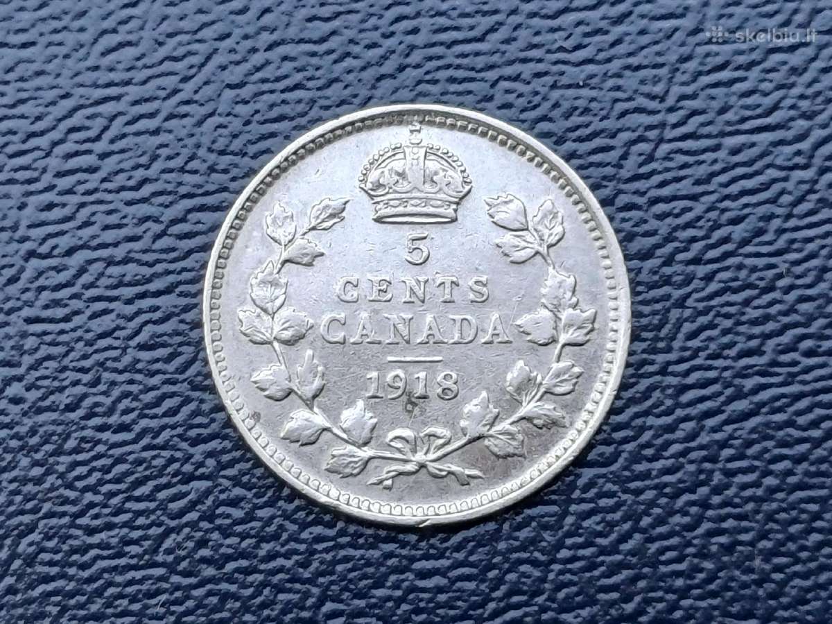 5 centai 1918m. Kanada sidabras 925
