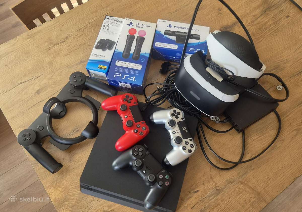 Ps4 Slim 500gb + Vr komplektas + 3 pulteliai