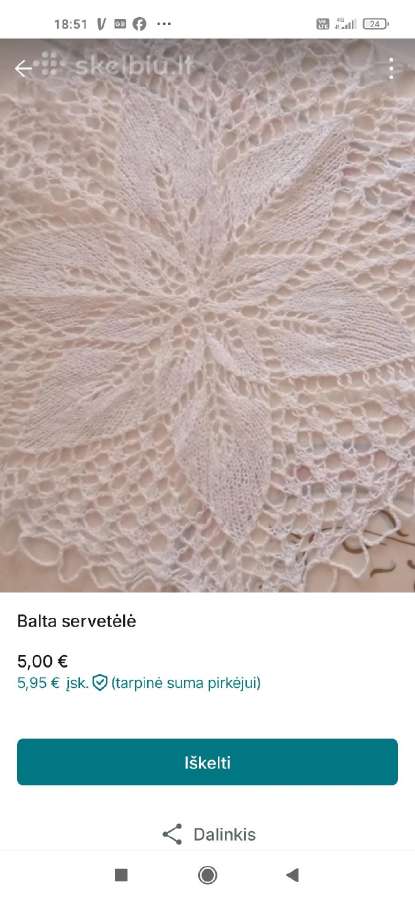 Servetėlė kiauraraštė 50 cm - nuotraukos Nr. 9