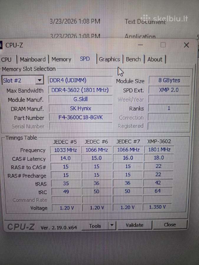 Parduodu Ddr4 Gskill Ripjaws 3600 2x8 GB - nuotraukos Nr. 3