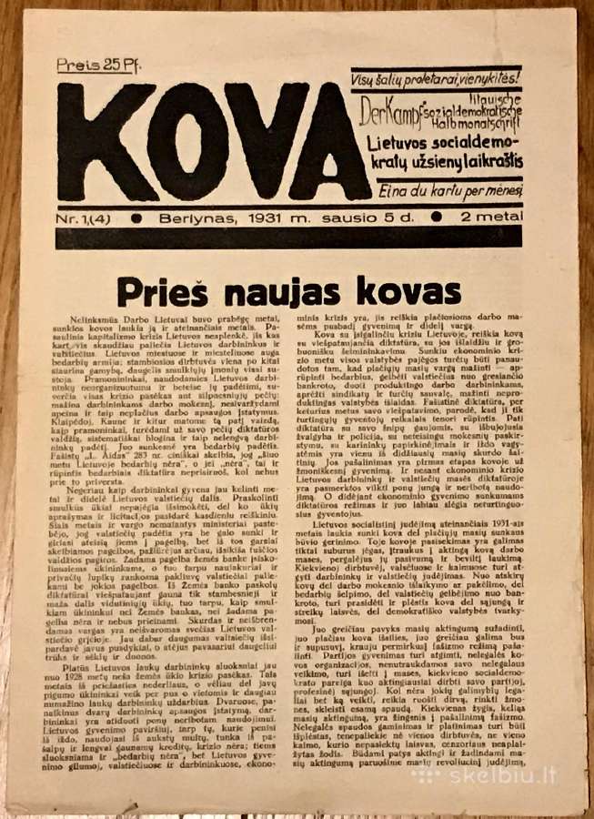 1931 Socialdemokratų laikraštis Kova - nuotraukos Nr. 2