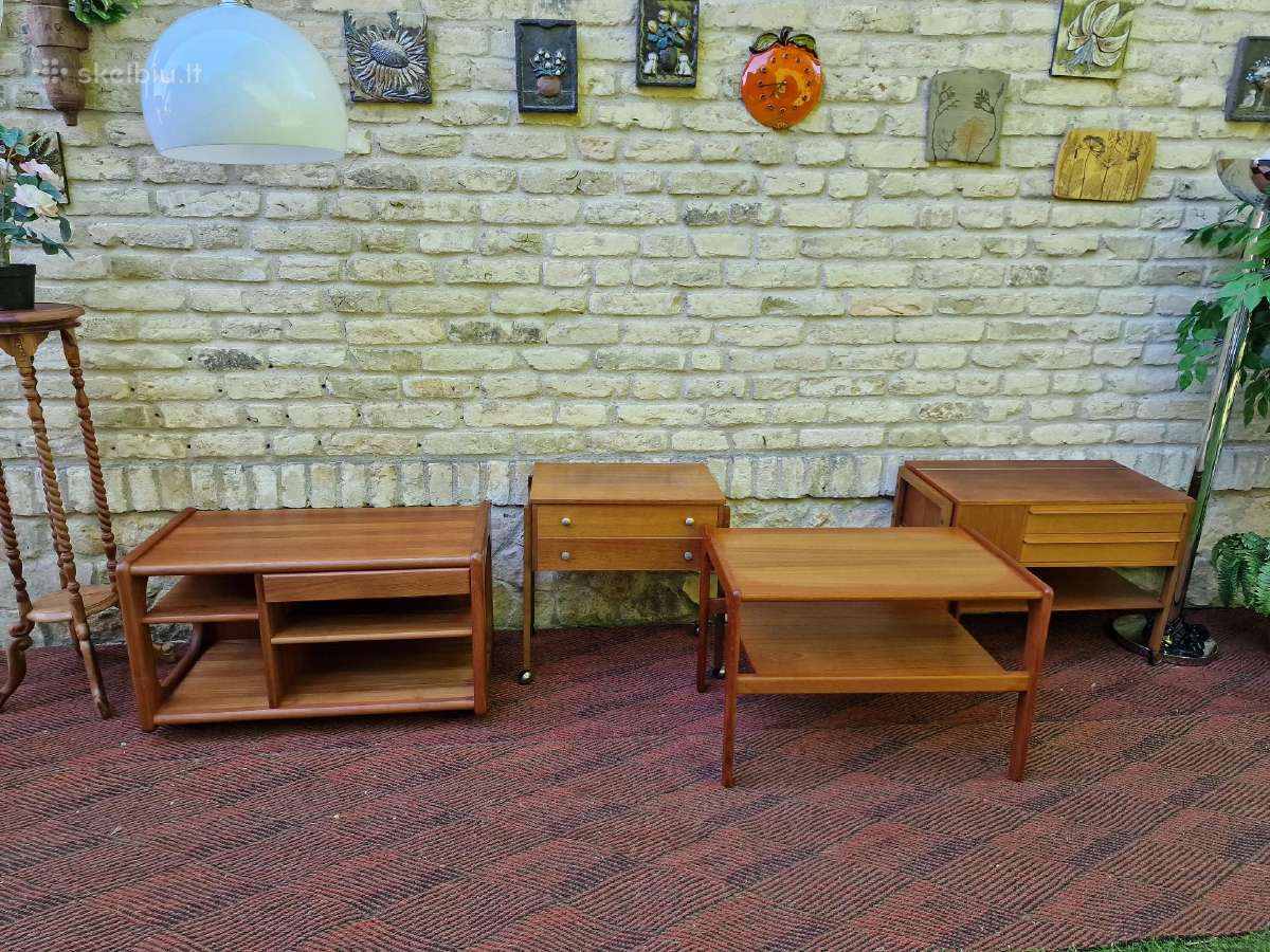 Vintažiniai mid century tikmedžio staliukai - nuotraukos Nr. 4