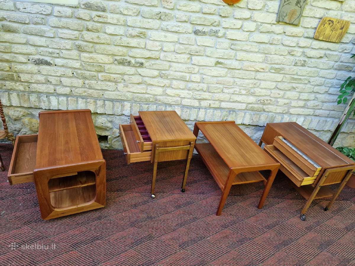 Vintažiniai mid century tikmedžio staliukai - nuotraukos Nr. 26