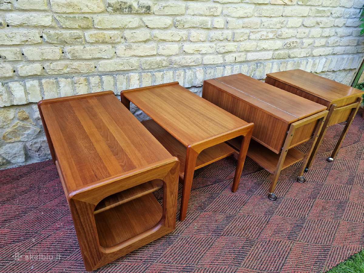 Vintažiniai mid century tikmedžio staliukai - nuotraukos Nr. 35