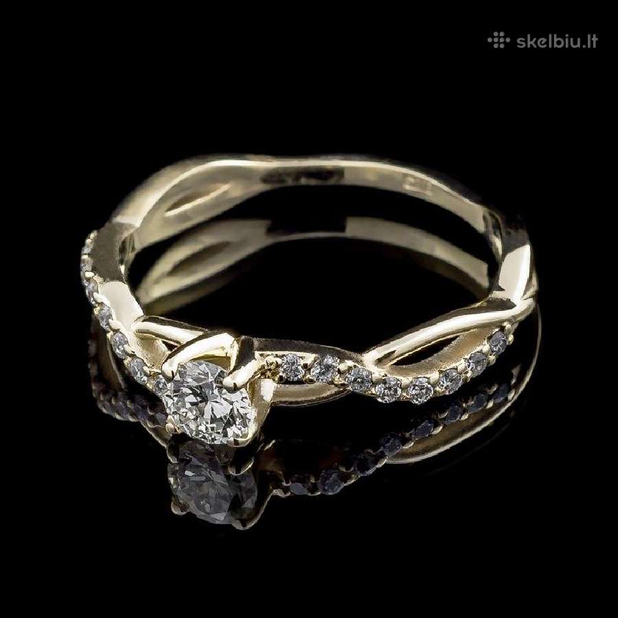 Balto Ir Geltono Aukso Žiedai Su 0.35ct Deimantais - nuotraukos Nr. 4