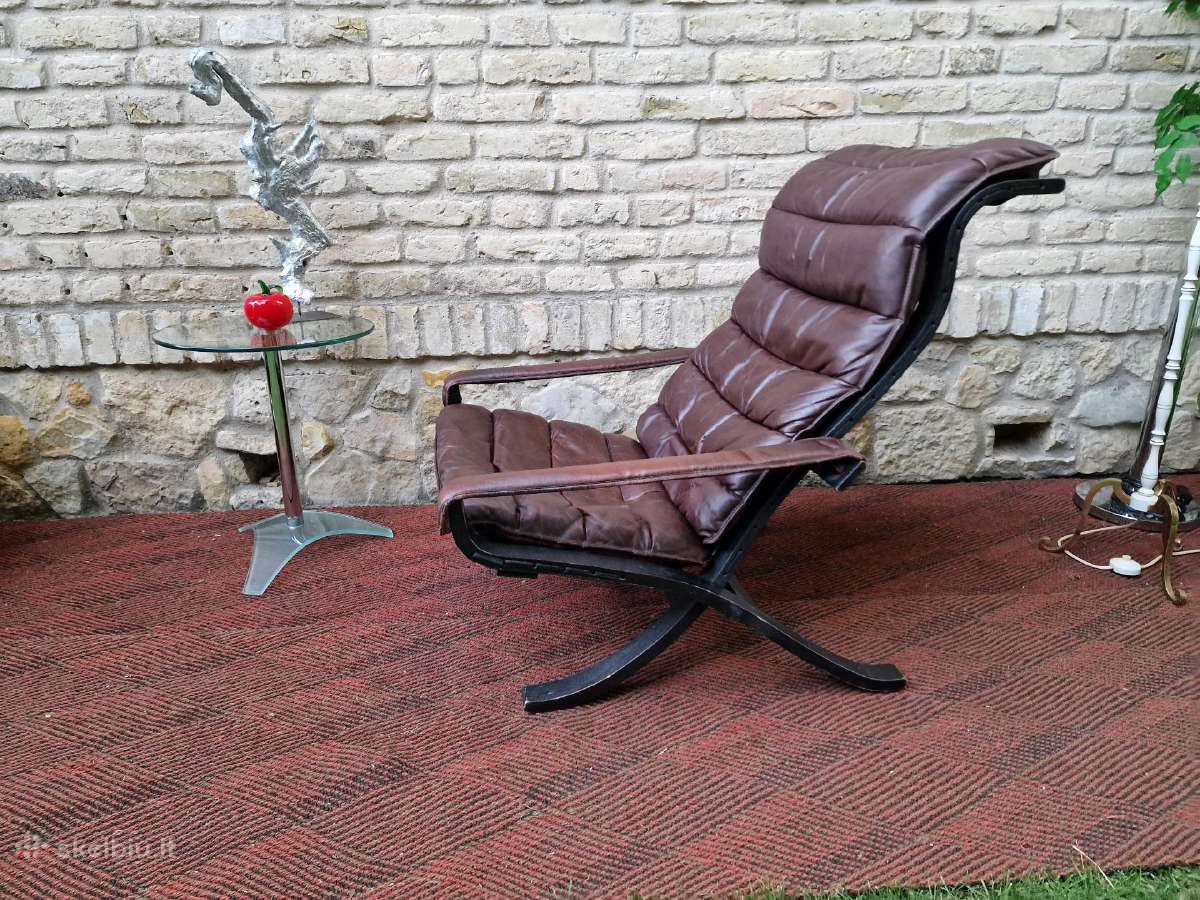 Vintažinis mid century autorinis odinis fotelis - nuotraukos Nr. 2