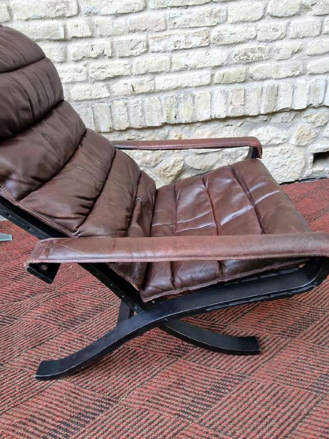 Vintažinis mid century autorinis odinis fotelis - nuotraukos Nr. 12