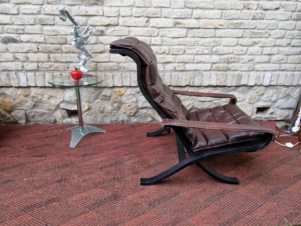 Vintažinis mid century autorinis odinis fotelis - nuotraukos Nr. 14