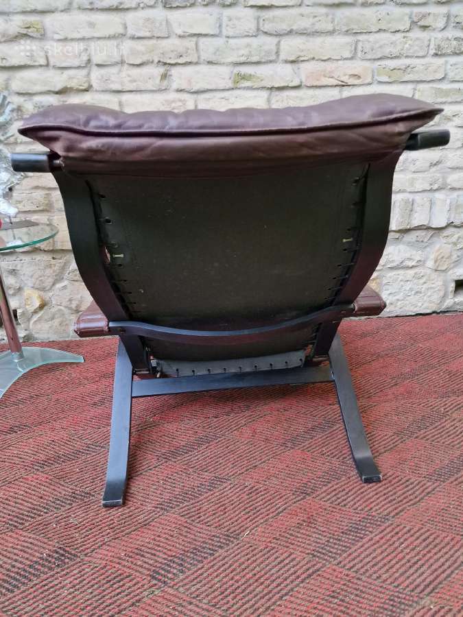 Vintažinis mid century autorinis odinis fotelis - nuotraukos Nr. 15