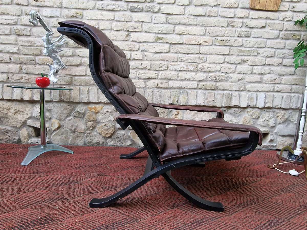 Vintažinis mid century autorinis odinis fotelis - nuotraukos Nr. 16