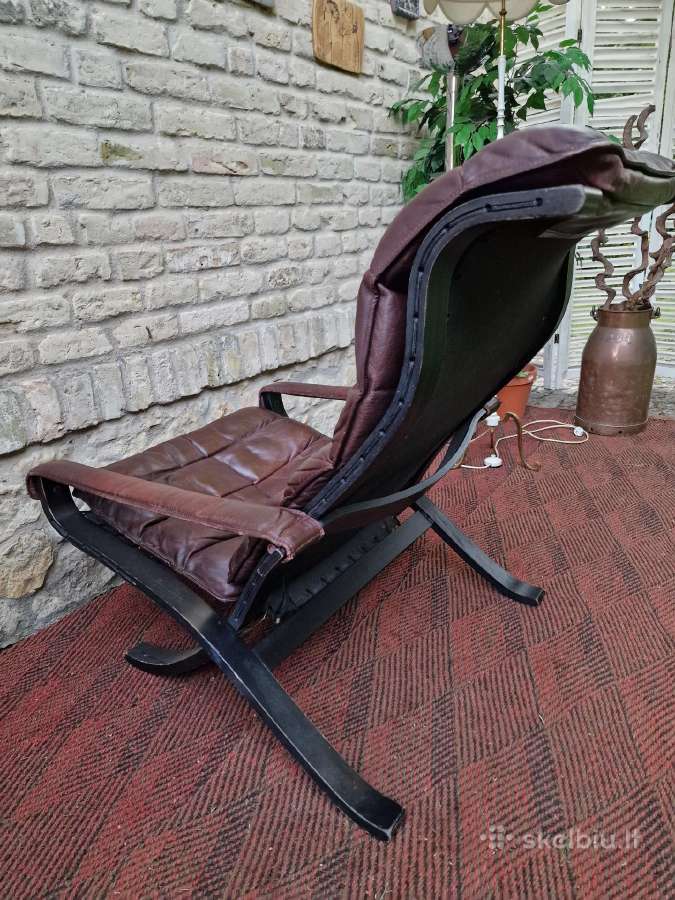 Vintažinis mid century autorinis odinis fotelis - nuotraukos Nr. 19