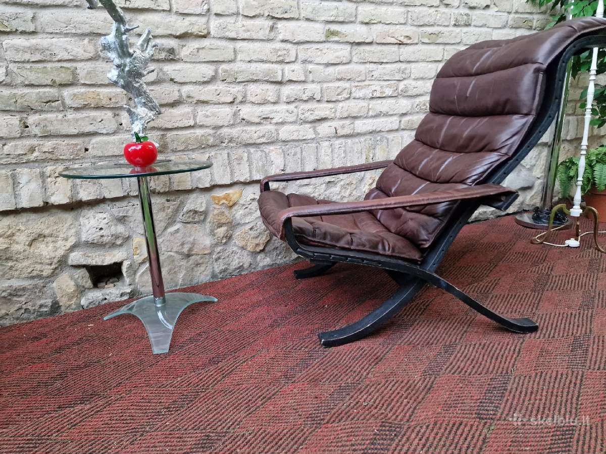 Vintažinis mid century autorinis odinis fotelis - nuotraukos Nr. 24