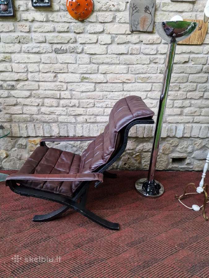 Vintažinis mid century autorinis odinis fotelis - nuotraukos Nr. 33