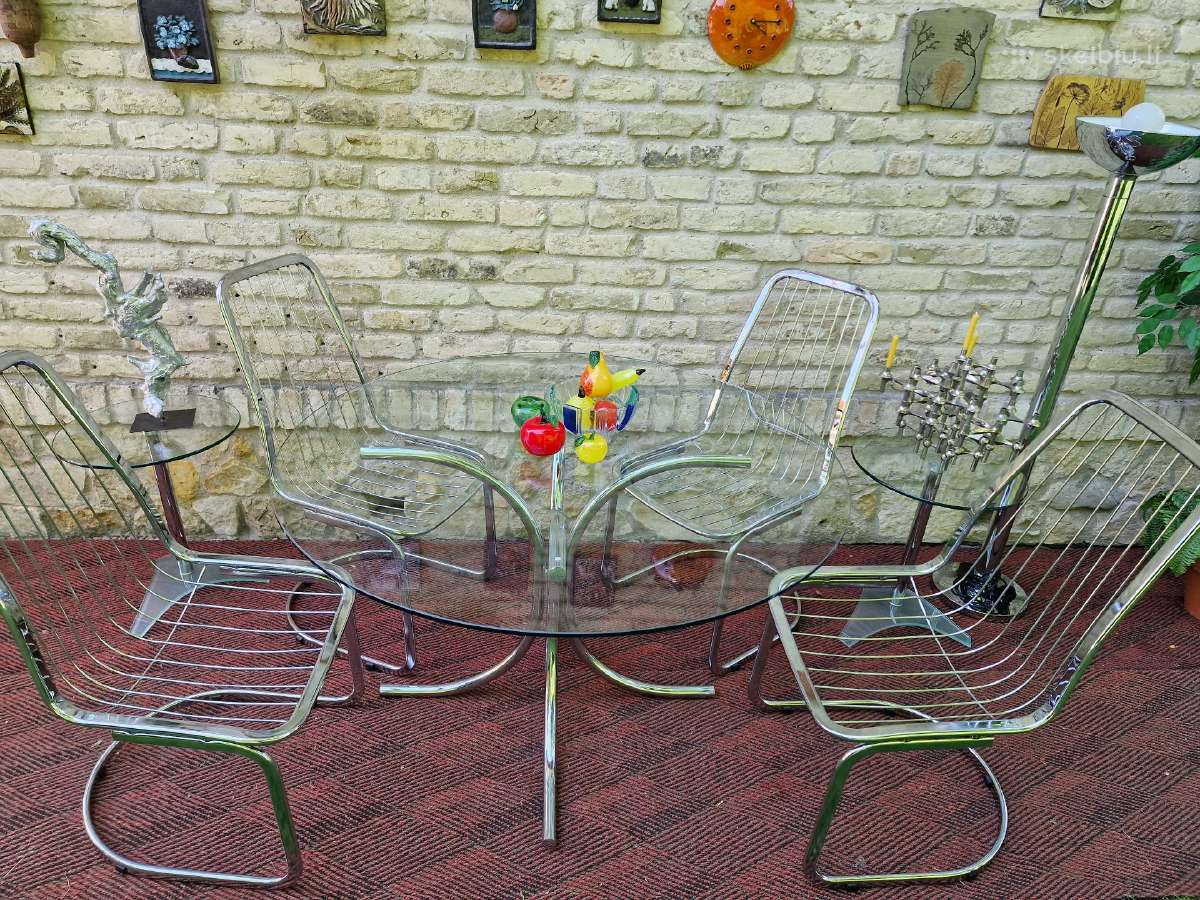 Vintažinis mid century Bauhaus st.stiklinis stalas - nuotraukos Nr. 3