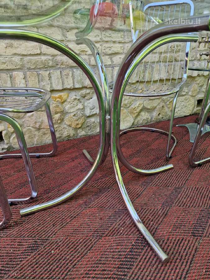 Vintažinis mid century Bauhaus st.stiklinis stalas - nuotraukos Nr. 4