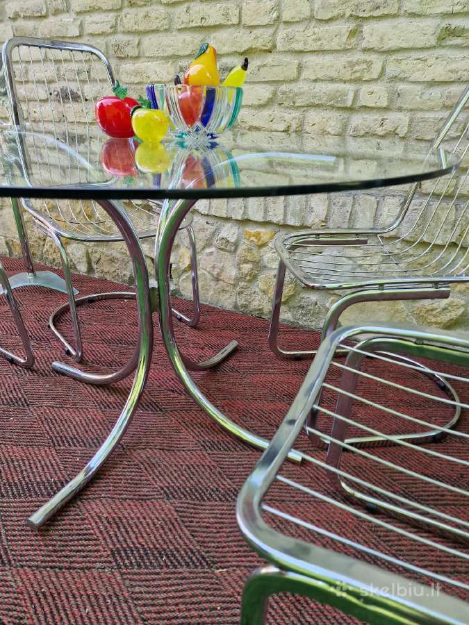 Vintažinis mid century Bauhaus st.stiklinis stalas - nuotraukos Nr. 12