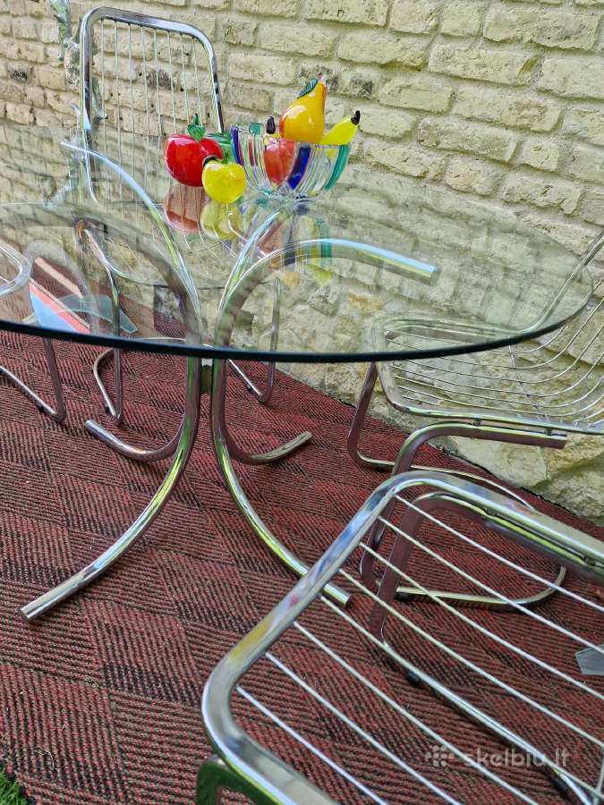 Vintažinis mid century Bauhaus st.stiklinis stalas - nuotraukos Nr. 14
