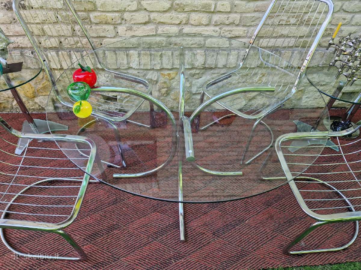 Vintažinis mid century Bauhaus st.stiklinis stalas - nuotraukos Nr. 17