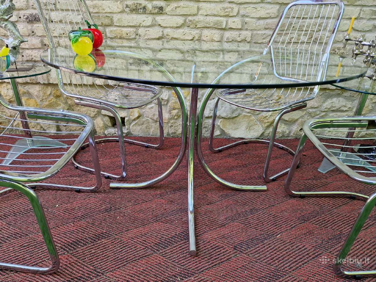 Vintažinis mid century Bauhaus st.stiklinis stalas - nuotraukos Nr. 18