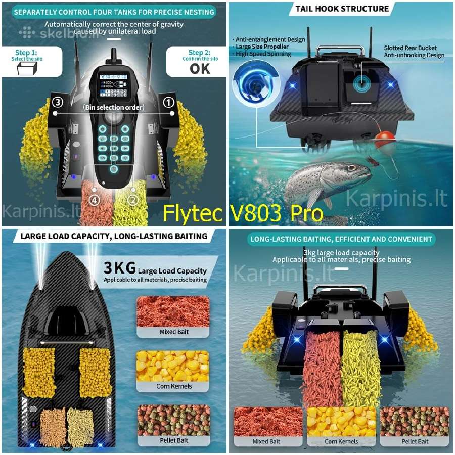 Flytec V803 Pro laivelis. GPS ir Echolotas 300 met - nuotraukos Nr. 4