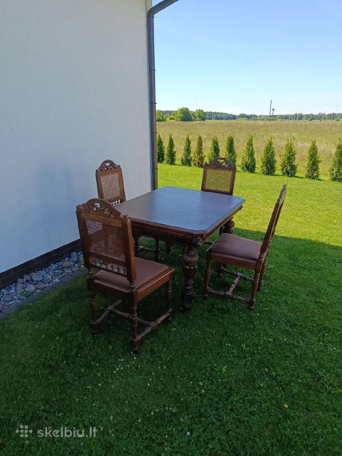 Ąžuolo masyvo stalas ir 4 kėdės - nuotraukos Nr. 4