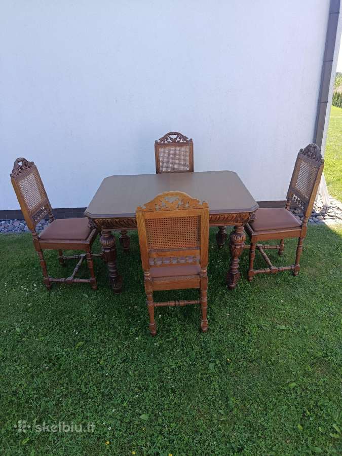 Ąžuolo masyvo stalas ir 4 kėdės - nuotraukos Nr. 5