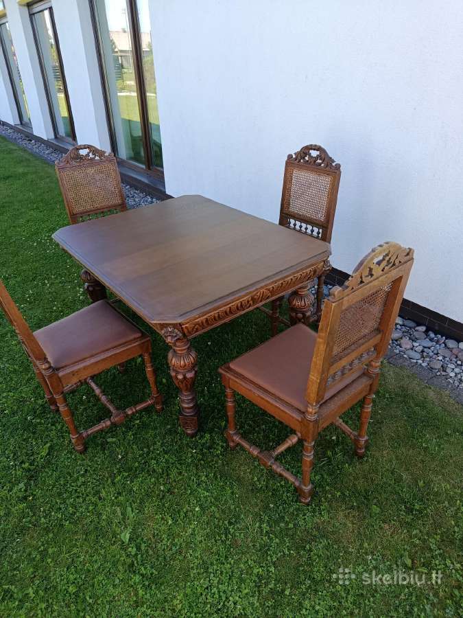Ąžuolo masyvo stalas ir 4 kėdės - nuotraukos Nr. 6