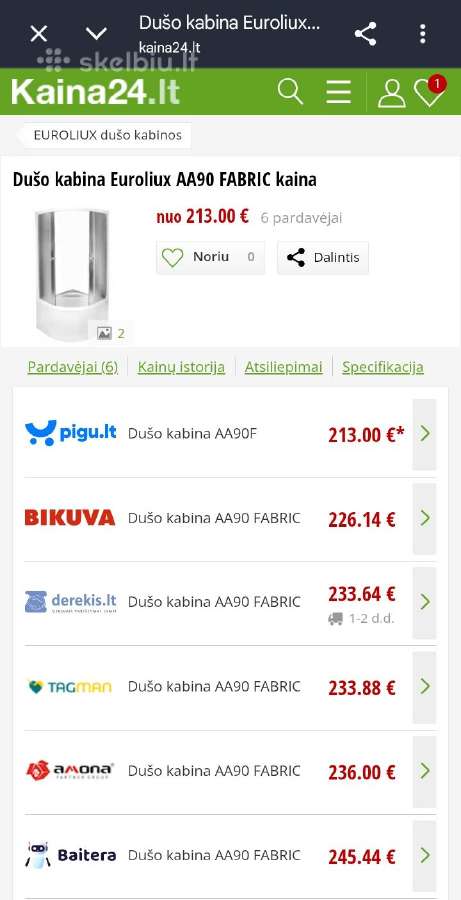 Dušo kabina Euroliux Aa90 Fabric - nuotraukos Nr. 4