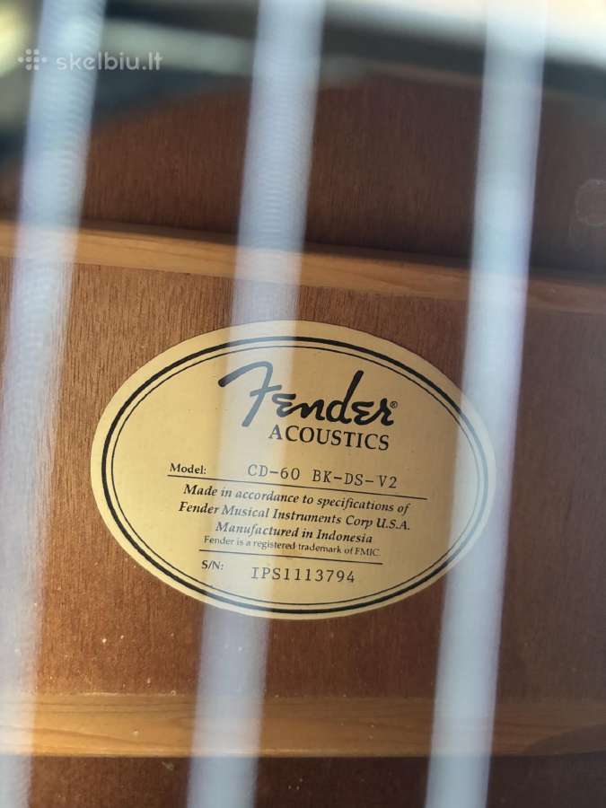 Akustine gitara Fender CD-60 su deklu - nuotraukos Nr. 2