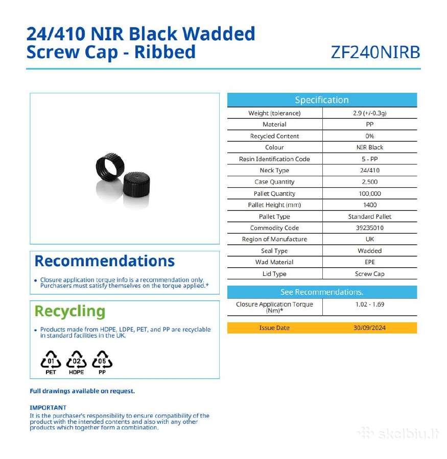 250 ml Hdpe buteliukai su purkštukais 24/410 - nuotraukos Nr. 6